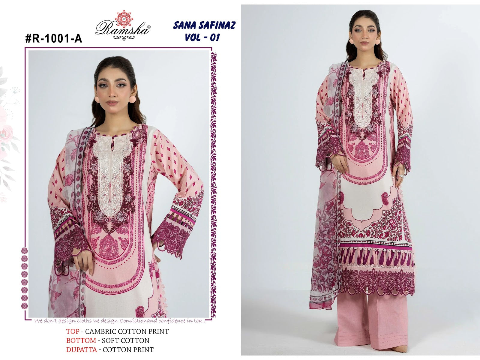Sana Safinaz Vol 1 Ramsha Cambric Pakistani Readymade Suits Wholesaler