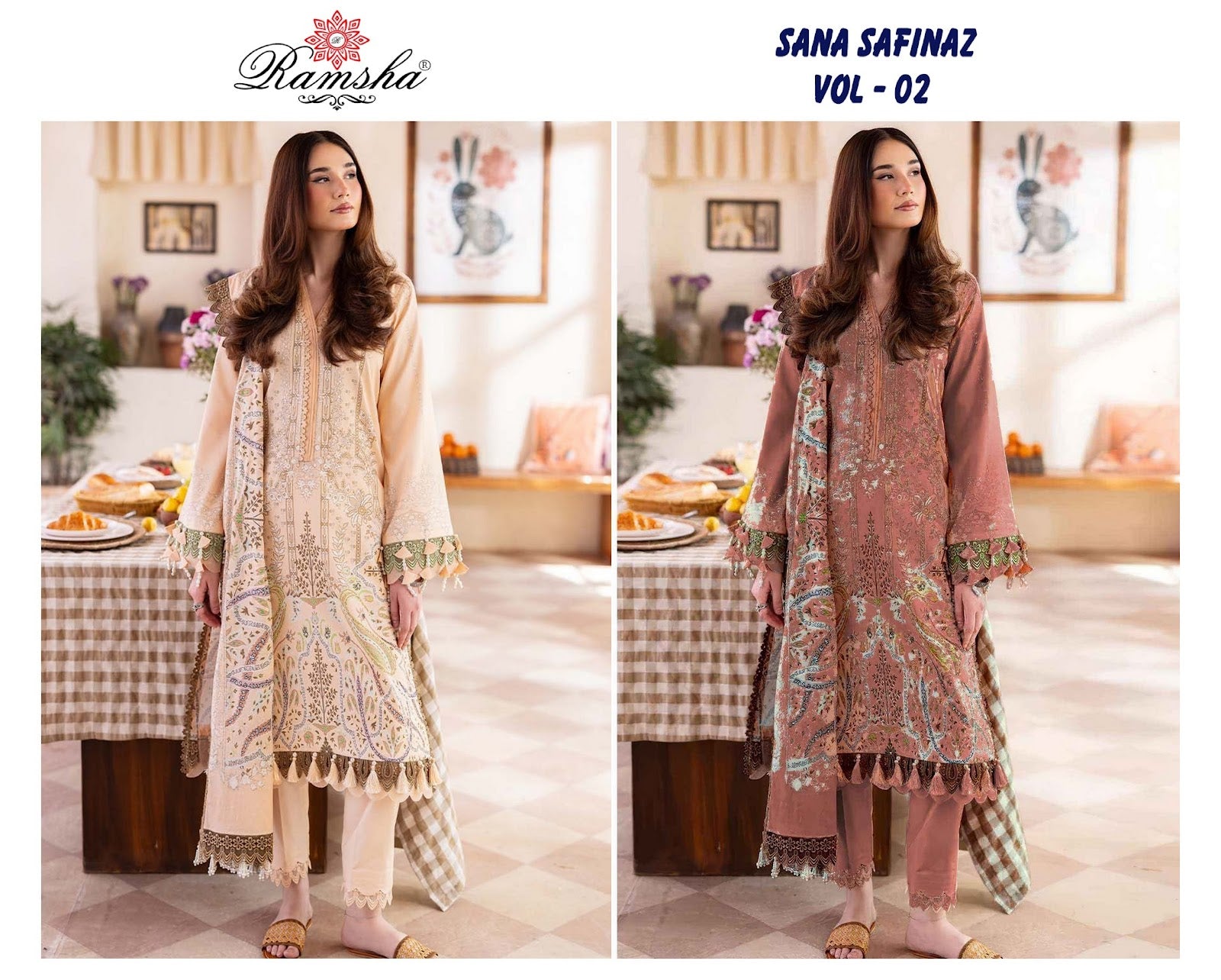 Sana Safinaz Vol 2 Ramsha Cambric Pakistani Readymade Suits Wholesale Rate