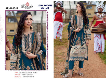 Sana Safinaz Vol 3 Ramsha Cambric Pakistani Readymade Suits Manufacturer Ahmedabad