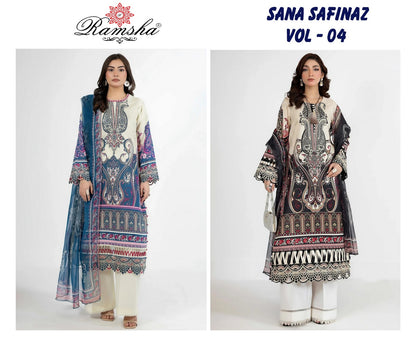 Sana Safinaz Vol 4 Ramsha Cambric Pakistani Readymade Suits Supplier Ahmedabad