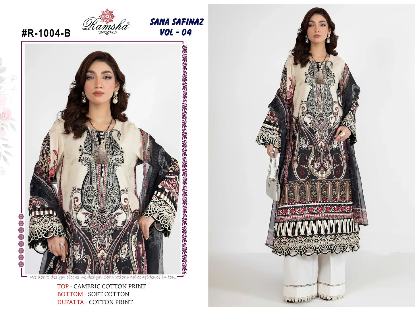 Sana Safinaz Vol 4 Ramsha Cambric Pakistani Readymade Suits Supplier Ahmedabad
