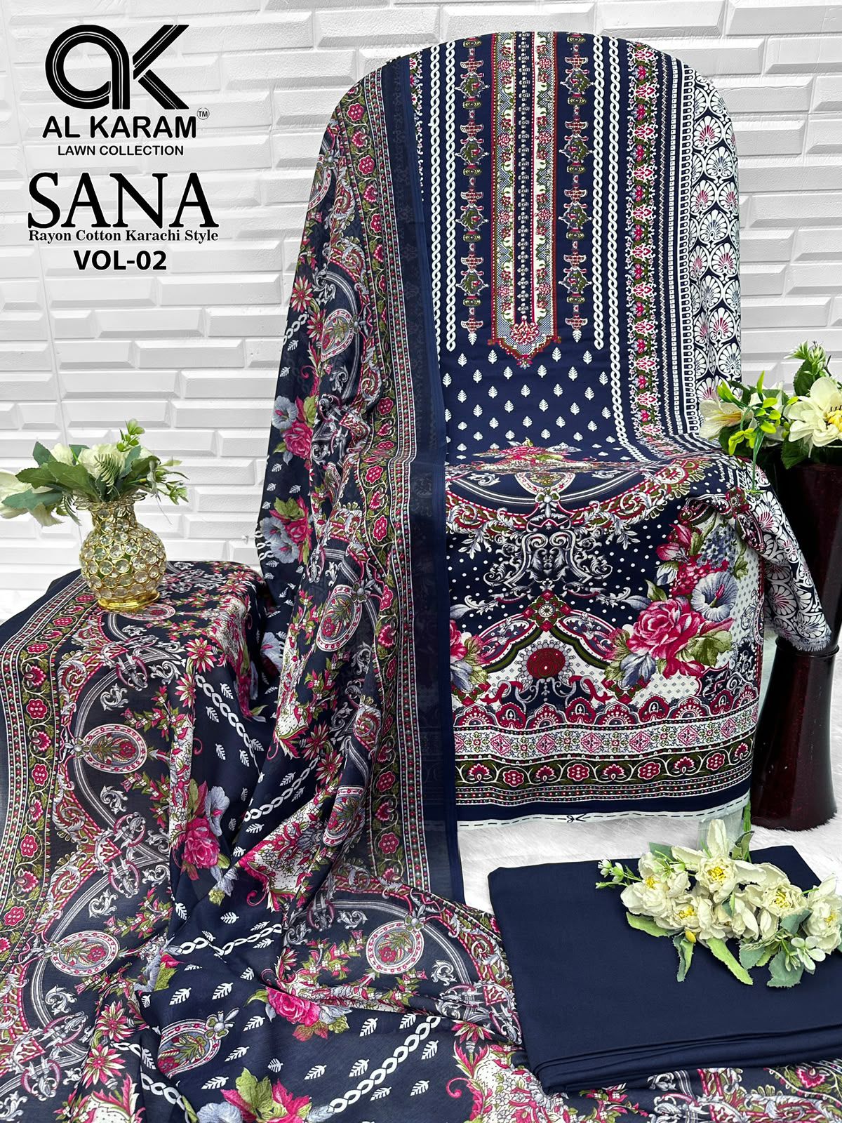 Sana Vol 2 Al Karam Reyon Karachi Salwar Suits Wholesaler Ahmedabad