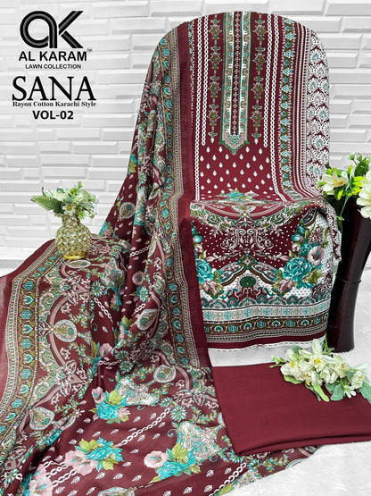 Sana Vol 2 Al Karam Reyon Karachi Salwar Suits Wholesaler Ahmedabad