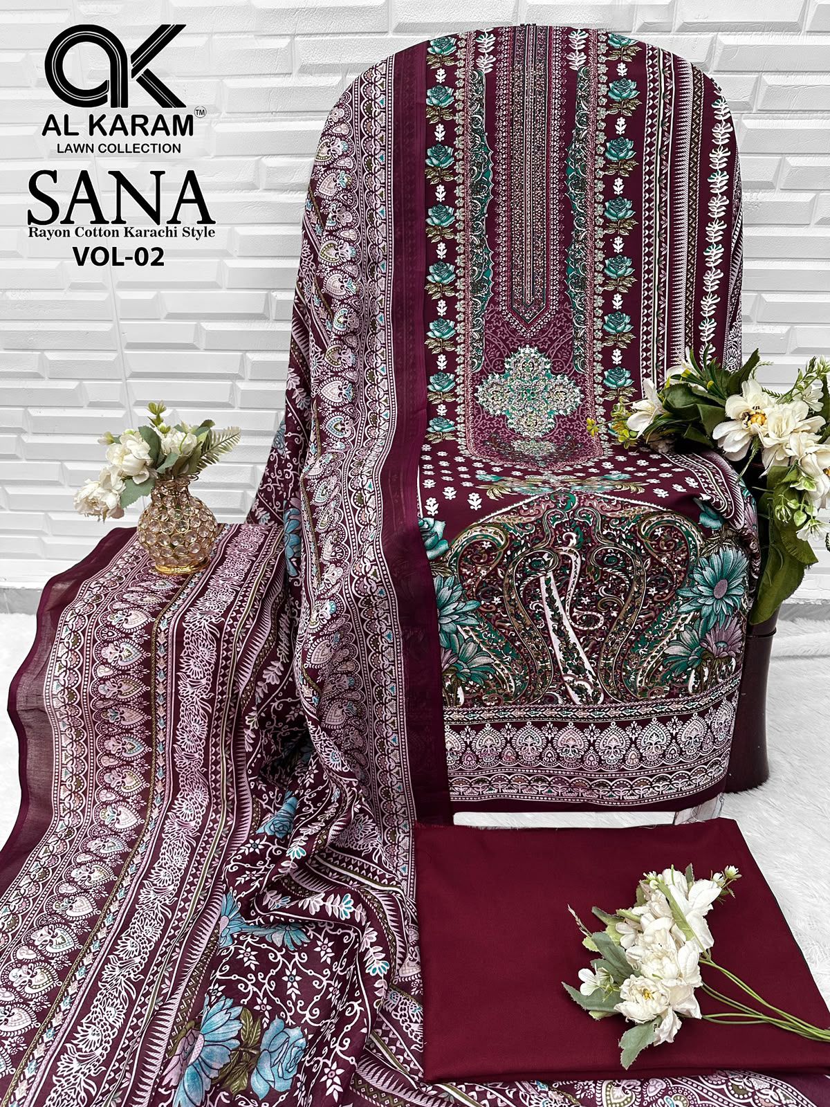 Sana Vol 2 Al Karam Reyon Karachi Salwar Suits Wholesaler Ahmedabad
