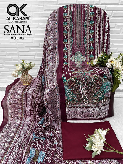 Sana Vol 2 Al Karam Reyon Karachi Salwar Suits Wholesaler Ahmedabad