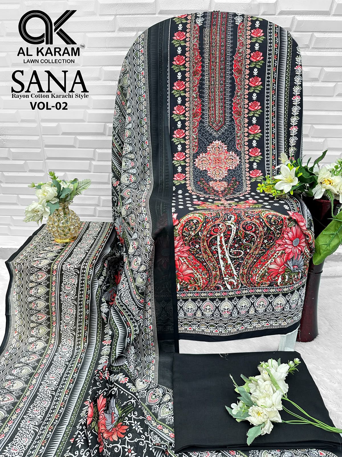 Sana Vol 2 Al Karam Reyon Karachi Salwar Suits Wholesaler Ahmedabad