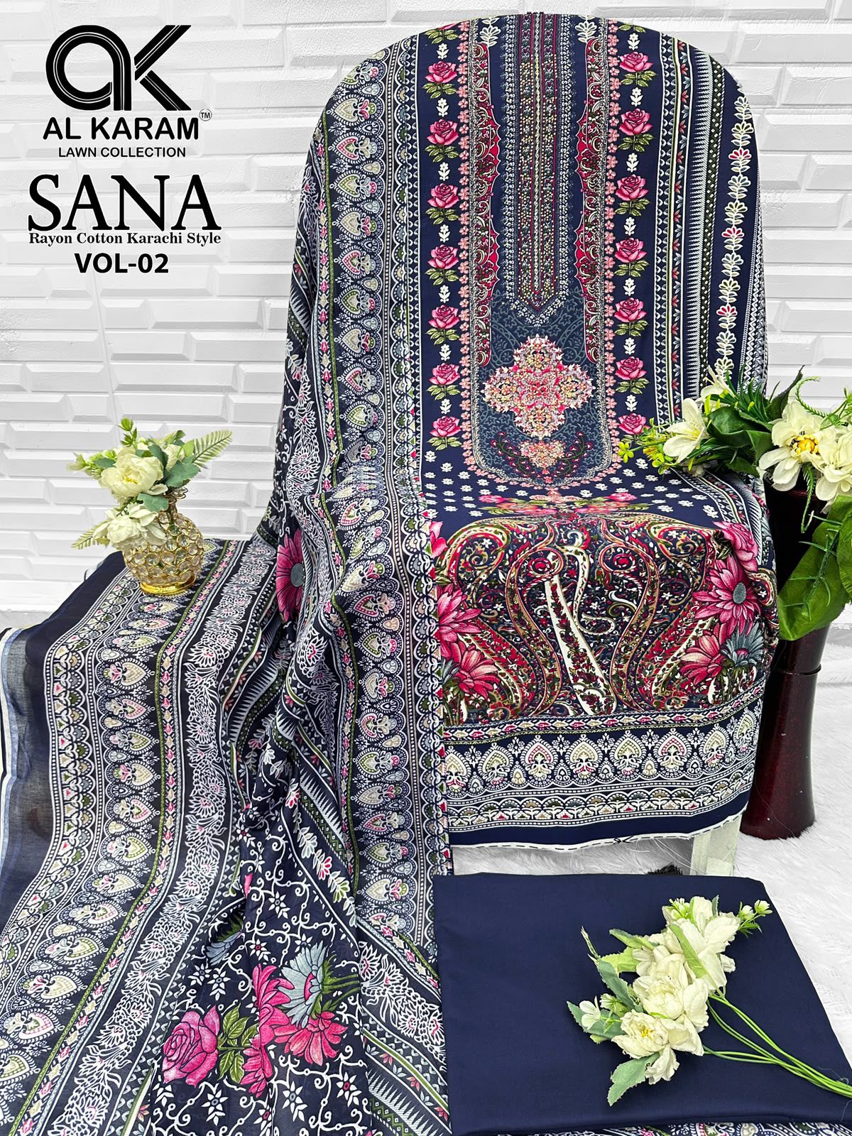 Sana Vol 2 Al Karam Reyon Karachi Salwar Suits Wholesaler Ahmedabad