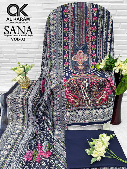 Sana Vol 2 Al Karam Reyon Karachi Salwar Suits Wholesaler Ahmedabad