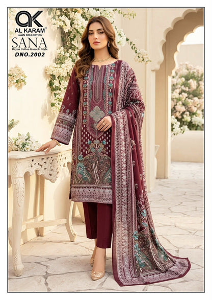 Sana Vol 2 Al Karam Reyon Karachi Salwar Suits Wholesaler Ahmedabad