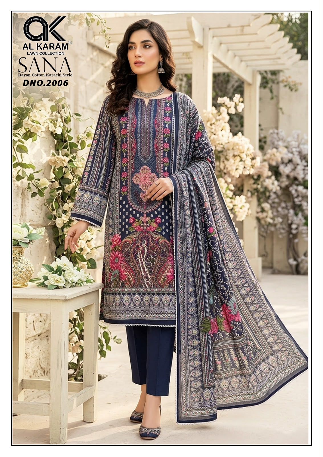 Sana Vol 2 Al Karam Reyon Karachi Salwar Suits Wholesaler Ahmedabad
