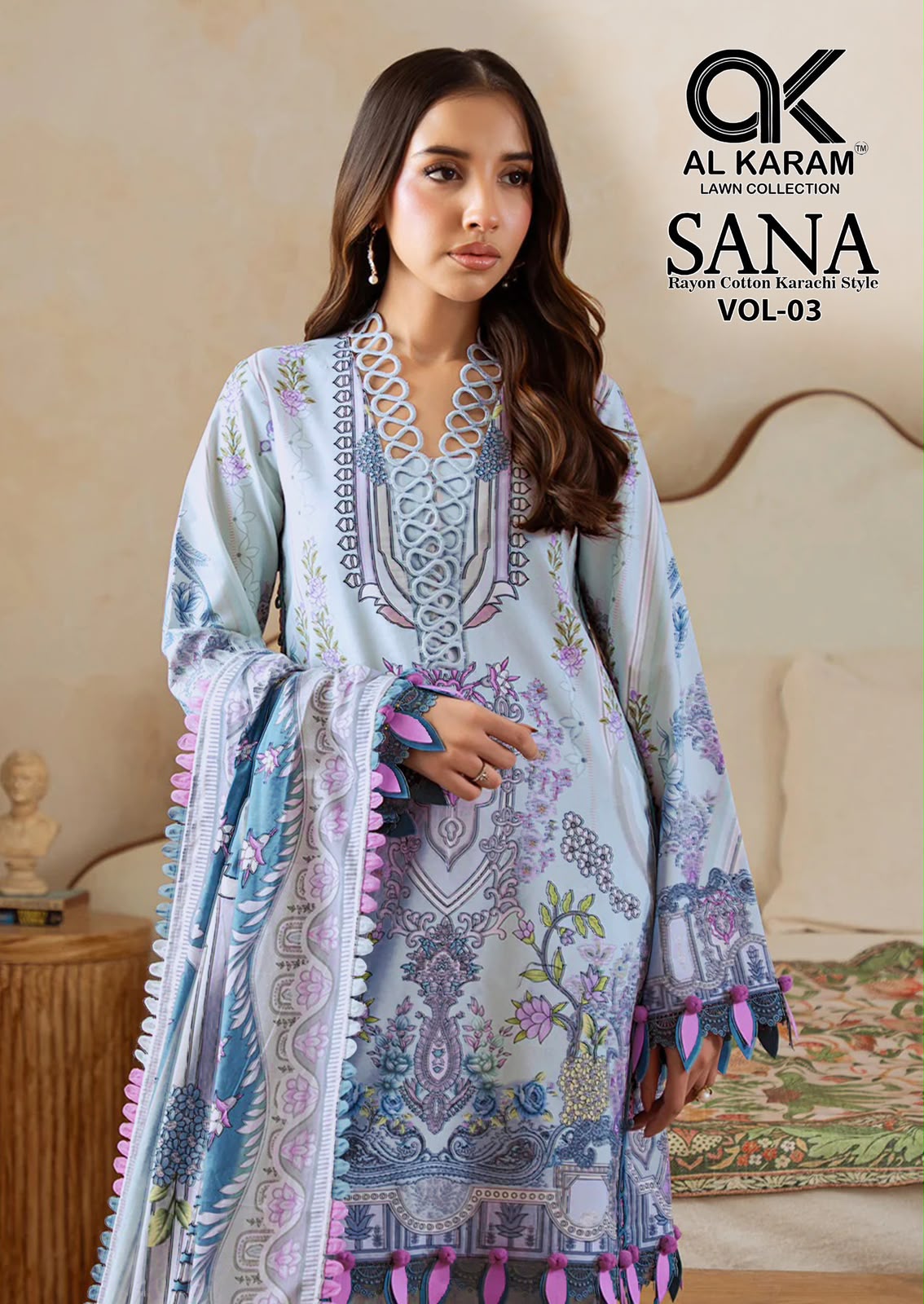 Sana Vol 3 Al Karam Reyon Karachi Salwar Suits Wholesaler