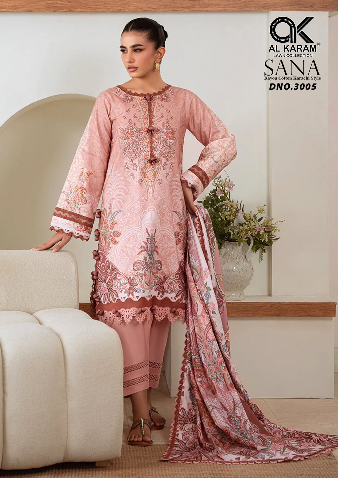 Sana Vol 3 Al Karam Reyon Karachi Salwar Suits Wholesaler