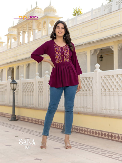 Sana Vol 3 Tips Tops Reyon Fancy Tops Manufacturer Ahmedabad