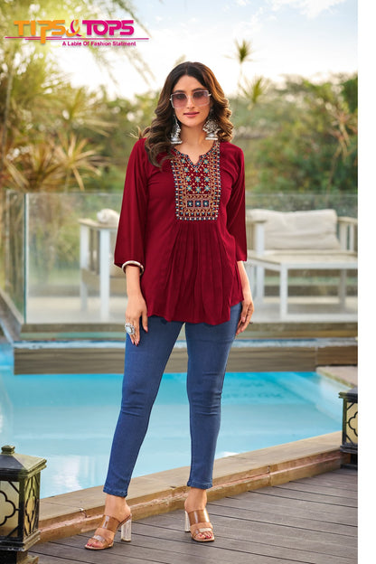 Sana Vol 4 Tips Tops Reyon Fancy Tops Wholesale Price
