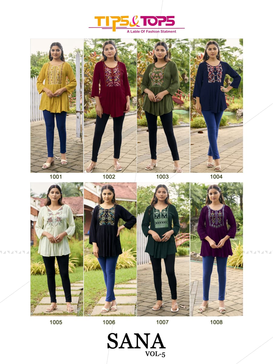 Sana Vol 5 Tips Tops Wrinkle Fancy Tops Wholesaler