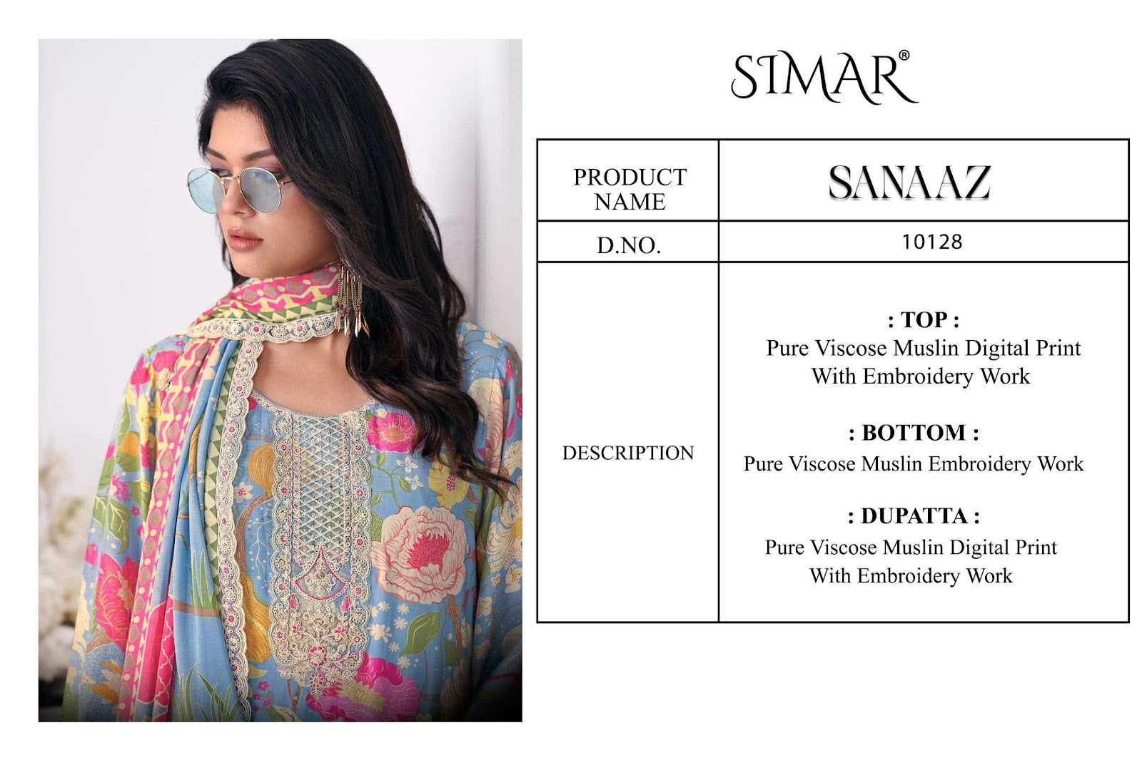 Sanaaz Simar Viscose Muslin Pant Style Suits Manufacturer Gujarat