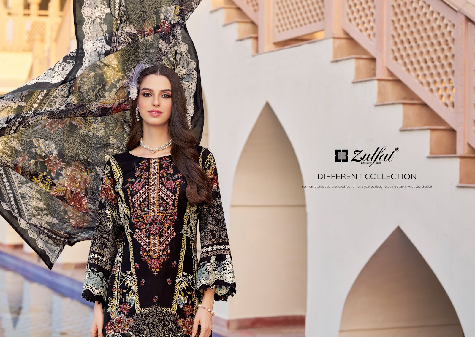 Sanam Zulfat Designer Rayon Karachi Salwar Suits Supplier Ahmedabad