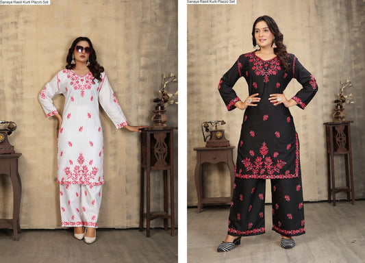 Sanaya Rasili Rayon Slub Kurti Plazzo Set Exporter