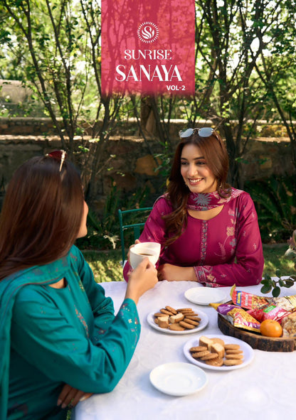 Sanaya Vol 2 Sunrise Jam Satin Pant Style Suits Exporter Ahmedabad