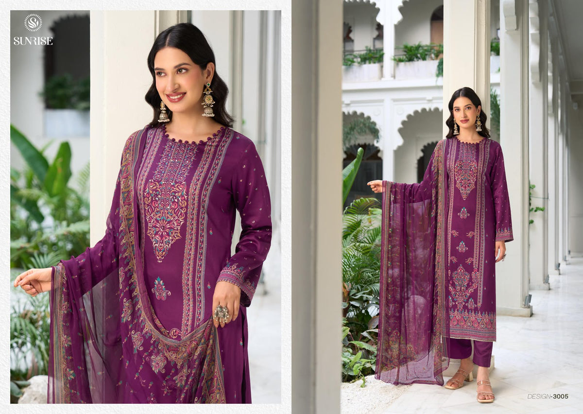 Sanaya Vol 3 Sunrise Jam Satin Pant Style Suits Wholesale Price