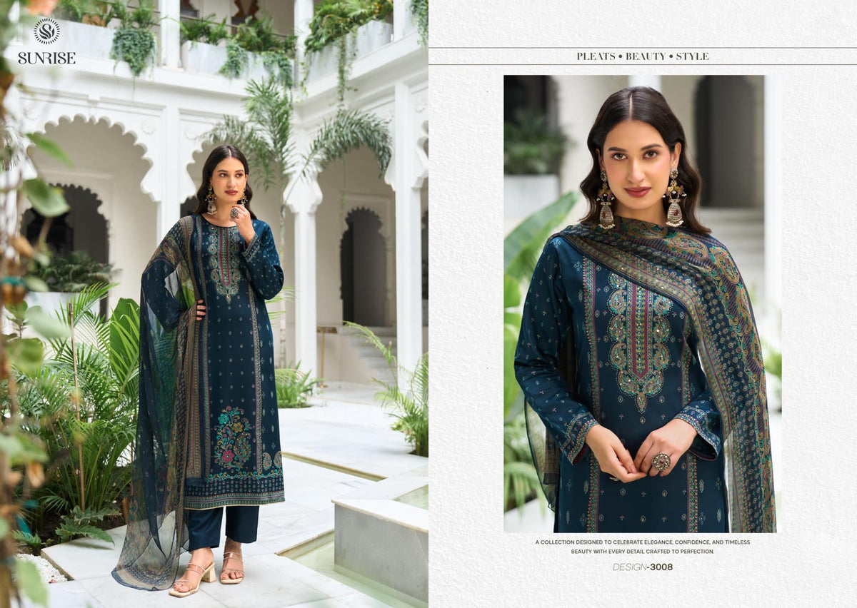 Sanaya Vol 3 Sunrise Jam Satin Pant Style Suits Wholesale Price