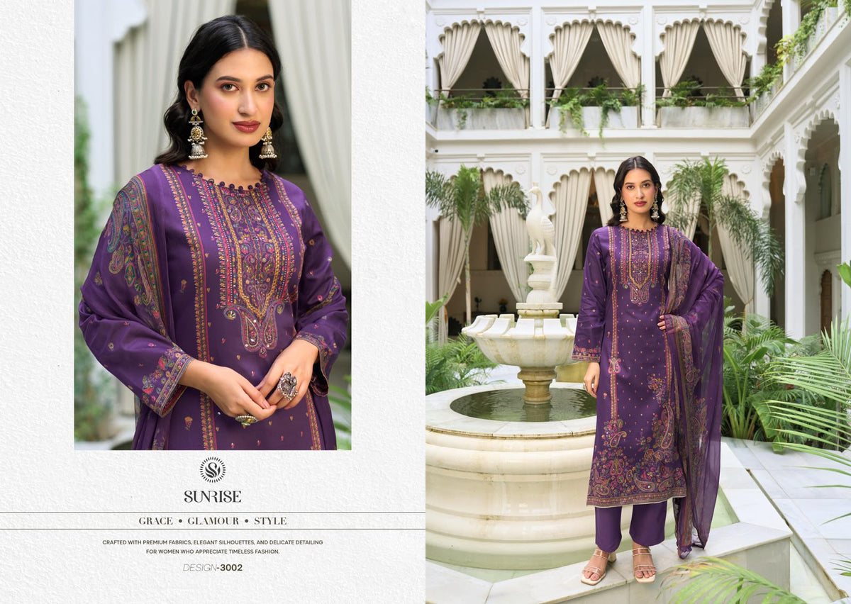 Sanaya Vol 3 Sunrise Jam Satin Pant Style Suits Wholesale Price