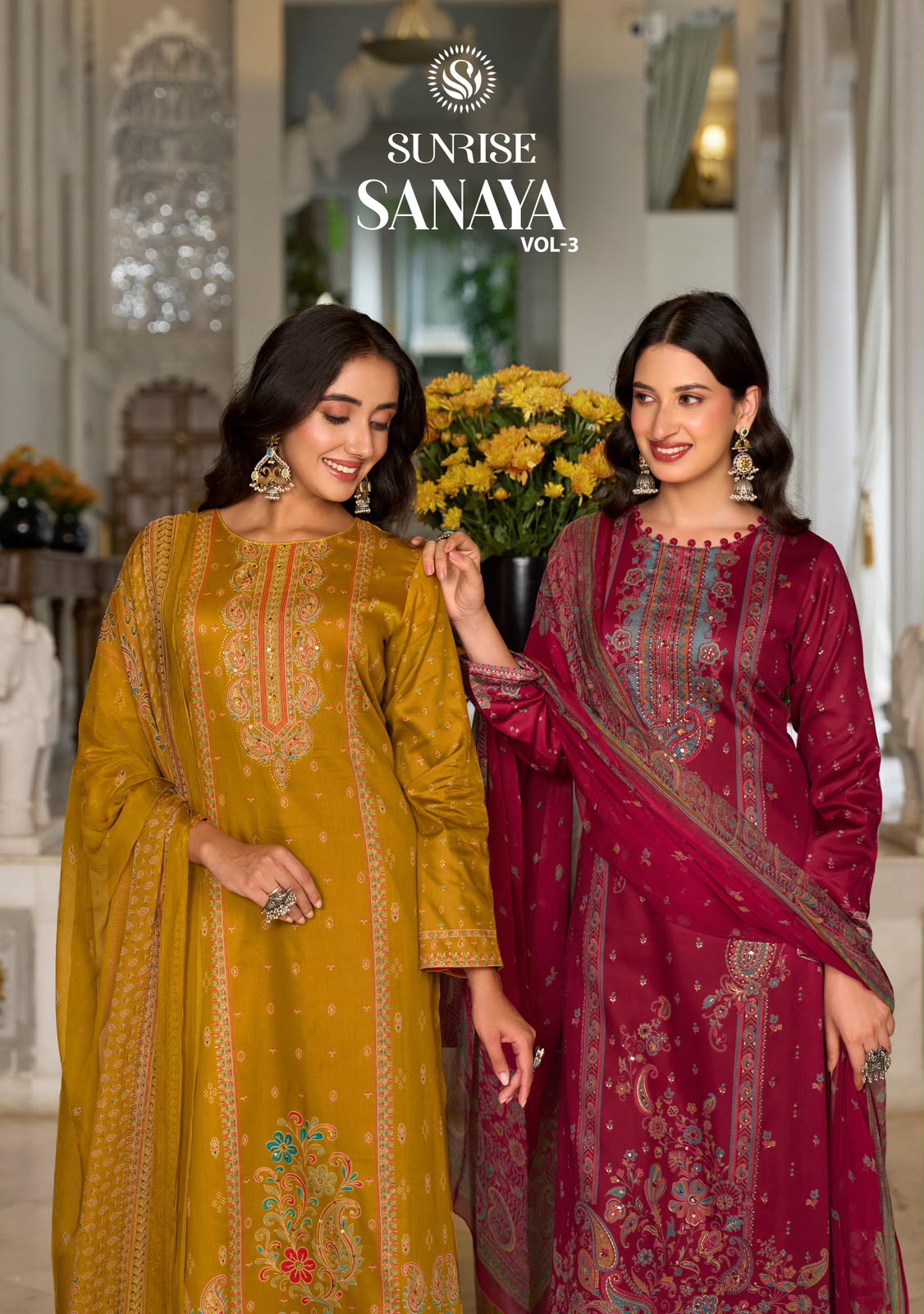 Sanaya Vol 3 Sunrise Jam Satin Pant Style Suits Wholesale Price