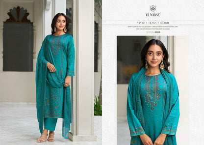 Sanaya Vol 3 Sunrise Jam Satin Pant Style Suits Wholesale Price