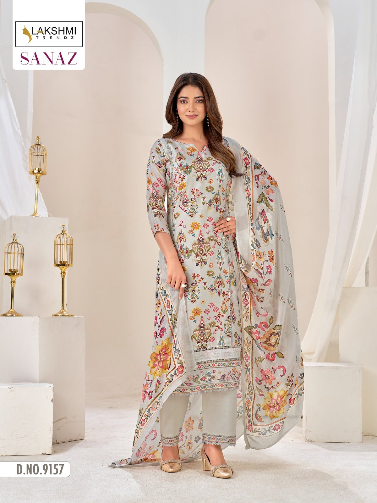 Sanaz 9157 Lakshmi Trendz Bemberg Muslin Pant Style Suits Manufacturer India