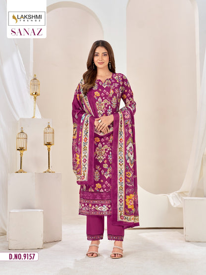 Sanaz 9157 Lakshmi Trendz Bemberg Muslin Pant Style Suits Manufacturer India