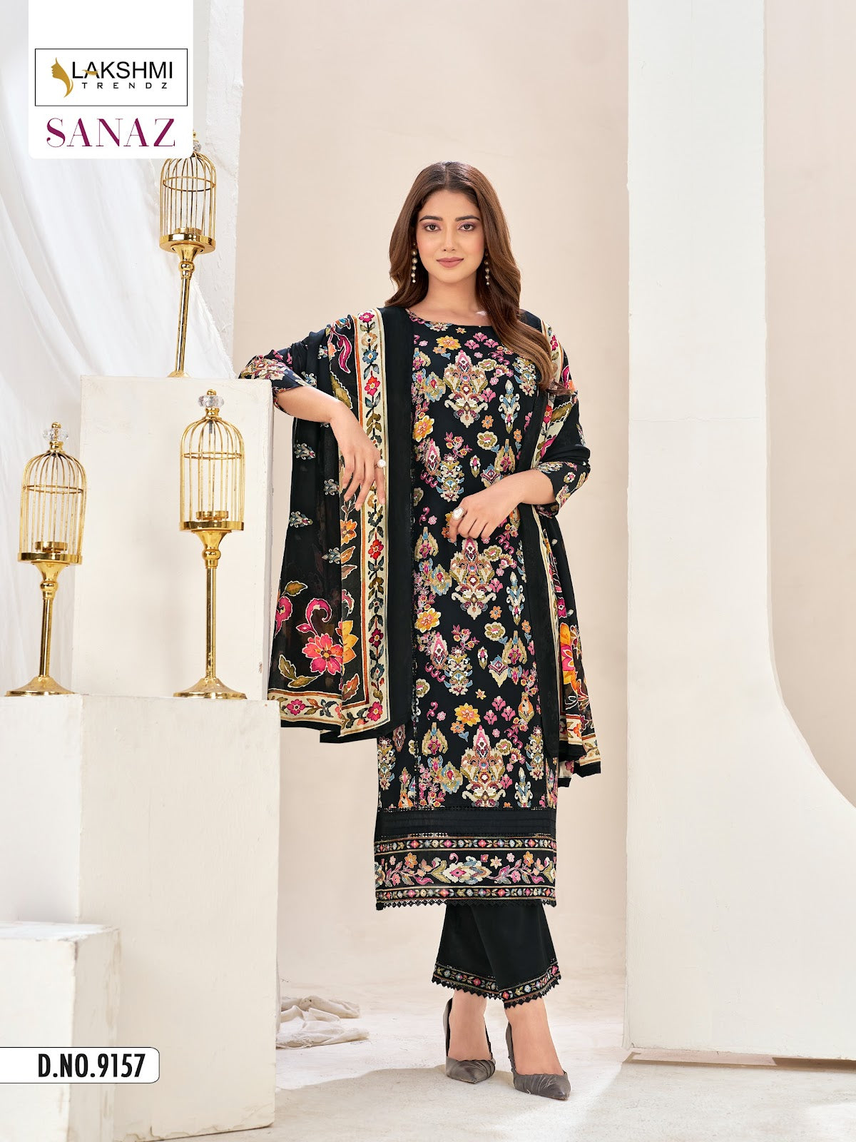 Sanaz 9157 Lakshmi Trendz Bemberg Muslin Pant Style Suits Manufacturer India