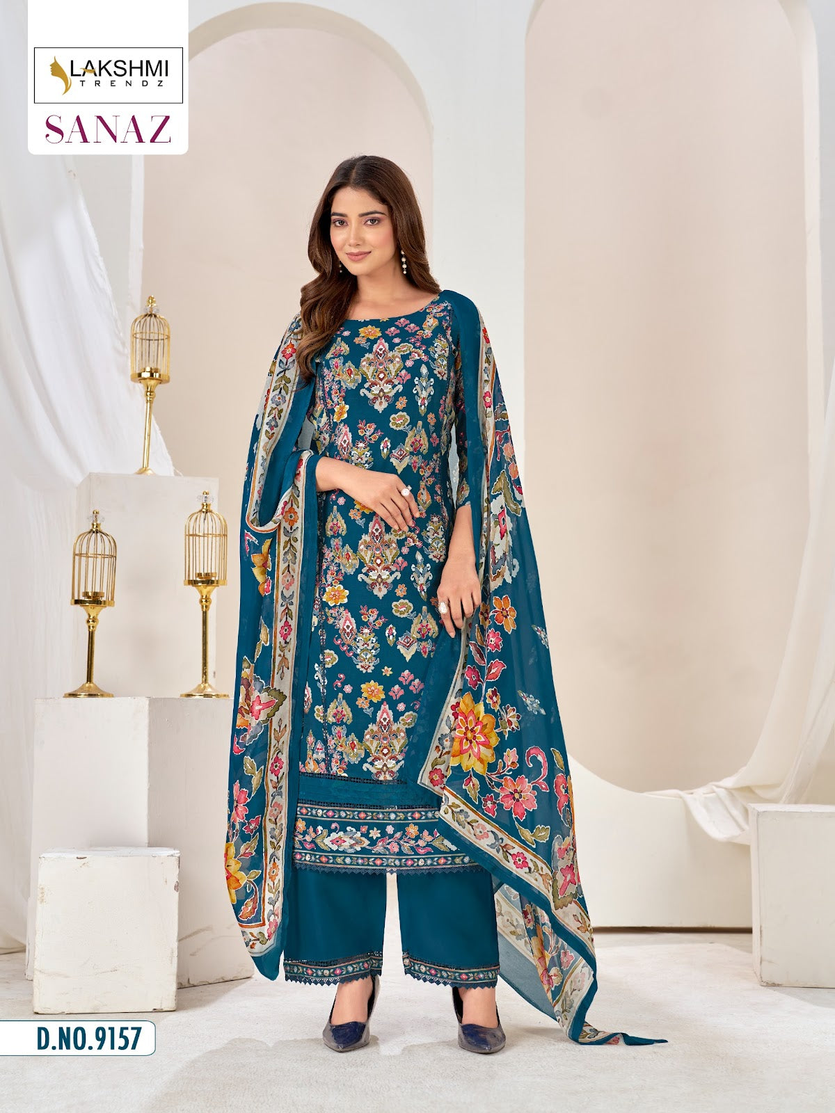 Sanaz 9157 Lakshmi Trendz Bemberg Muslin Pant Style Suits Manufacturer India