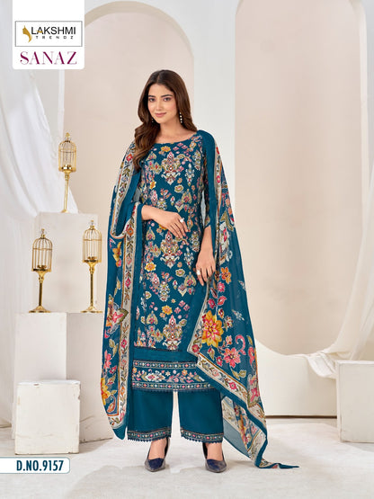 Sanaz 9157 Lakshmi Trendz Bemberg Muslin Pant Style Suits Manufacturer India