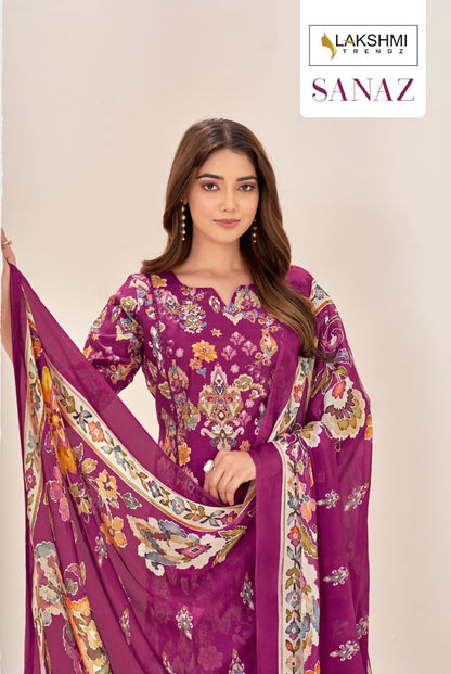 Sanaz 9157 Lakshmi Trendz Bemberg Muslin Pant Style Suits Manufacturer India