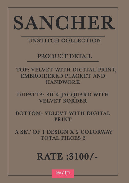 Sancher Naariti Velvet Suits Wholesale