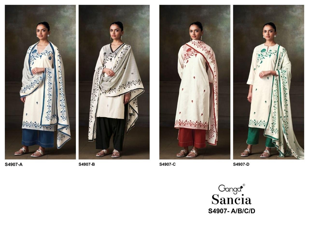 Sancia S4907 Ganga Cotton Pant Style Suits Wholesaler India