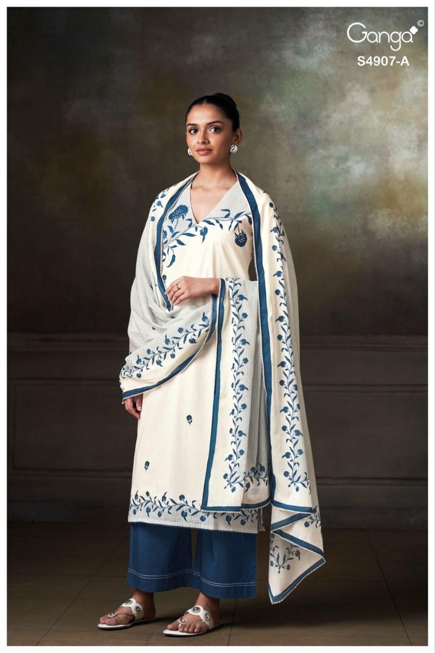 Sancia S4907 Ganga Cotton Pant Style Suits Wholesaler India