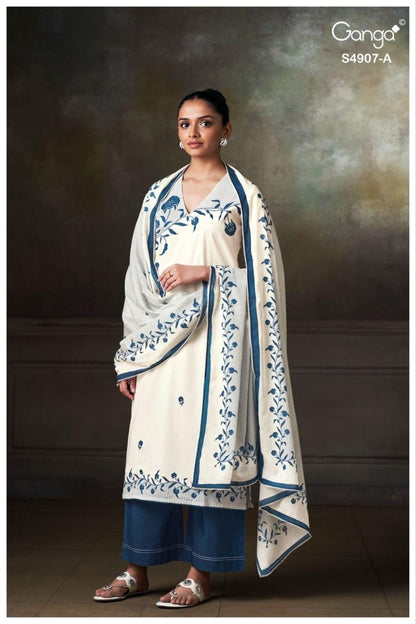 Sancia S4907 Ganga Cotton Pant Style Suits Wholesaler India