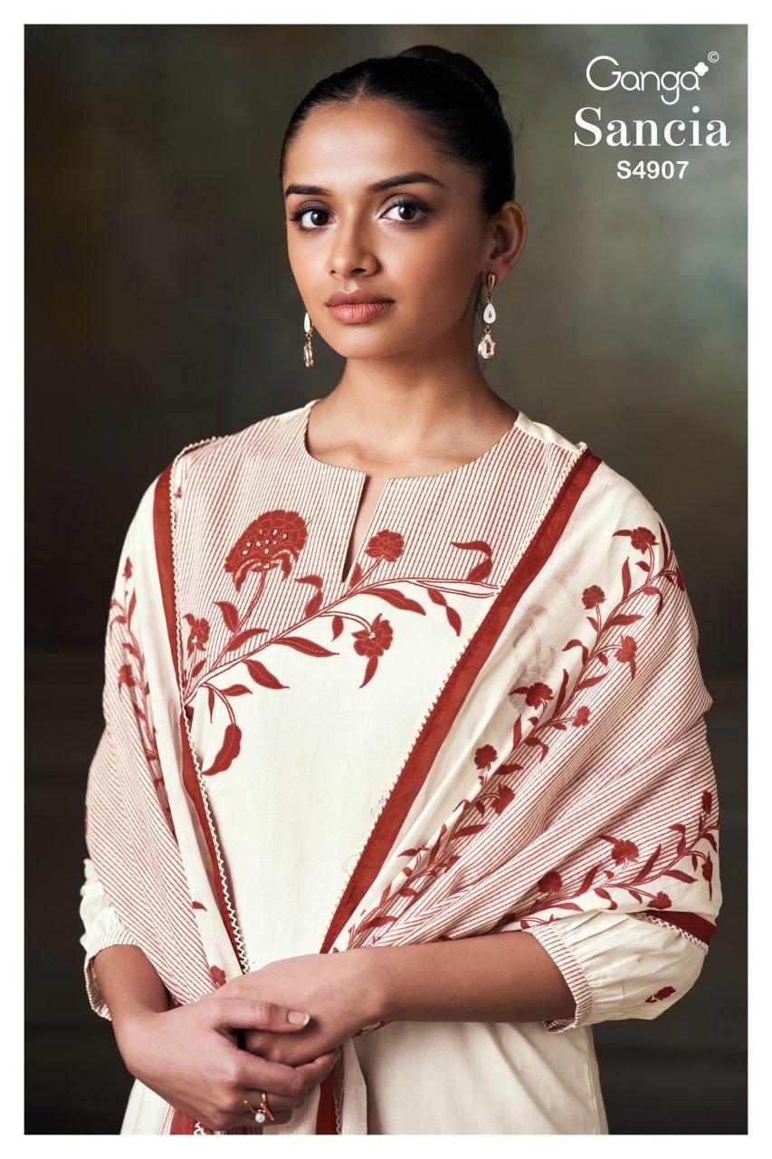 Sancia S4907 Ganga Cotton Pant Style Suits Wholesaler India