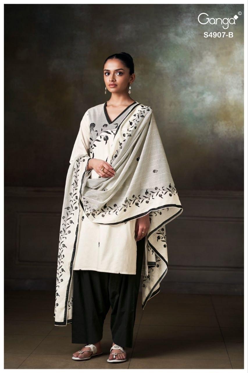 Sancia S4907 Ganga Cotton Pant Style Suits Wholesaler India