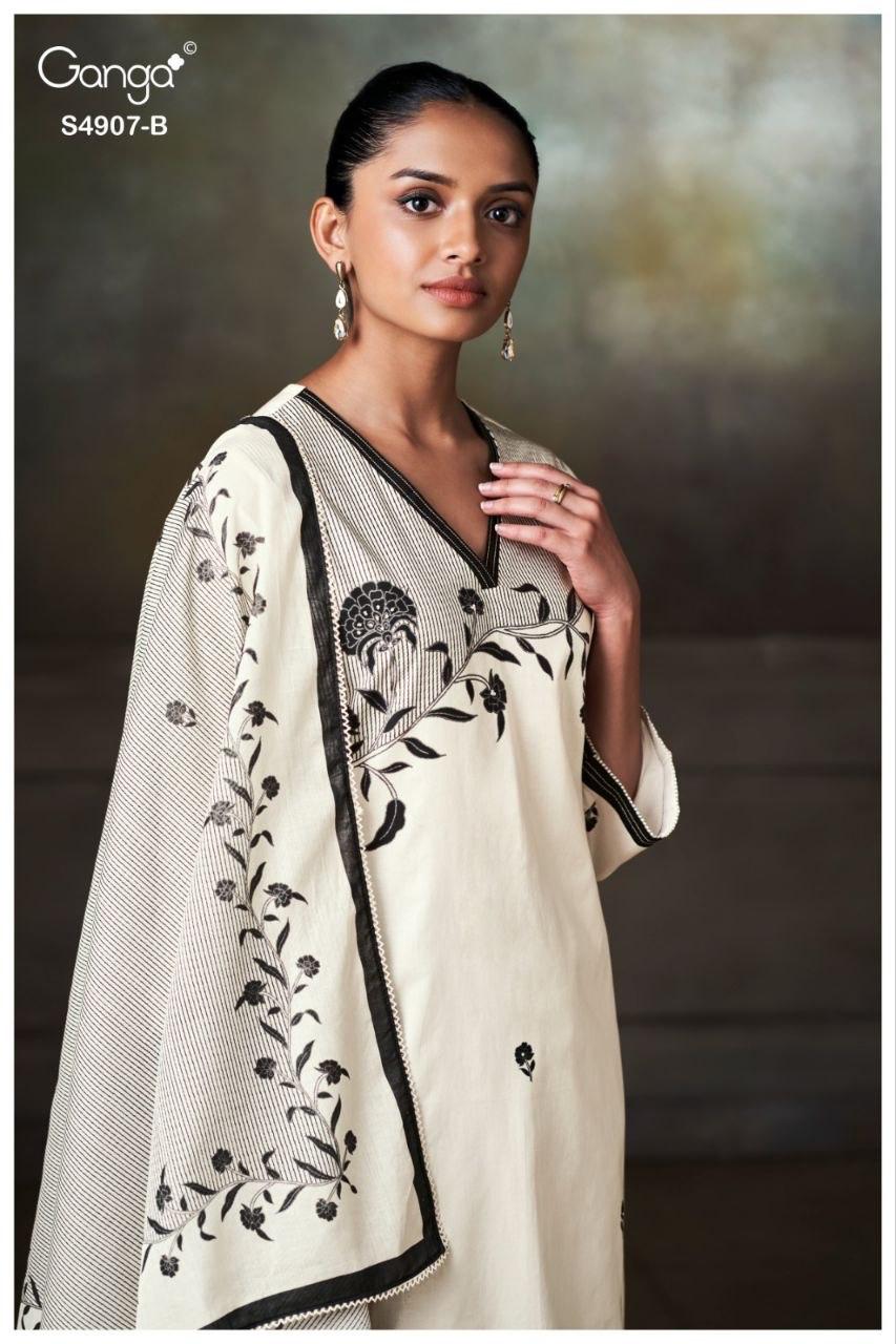 Sancia S4907 Ganga Cotton Pant Style Suits Wholesaler India
