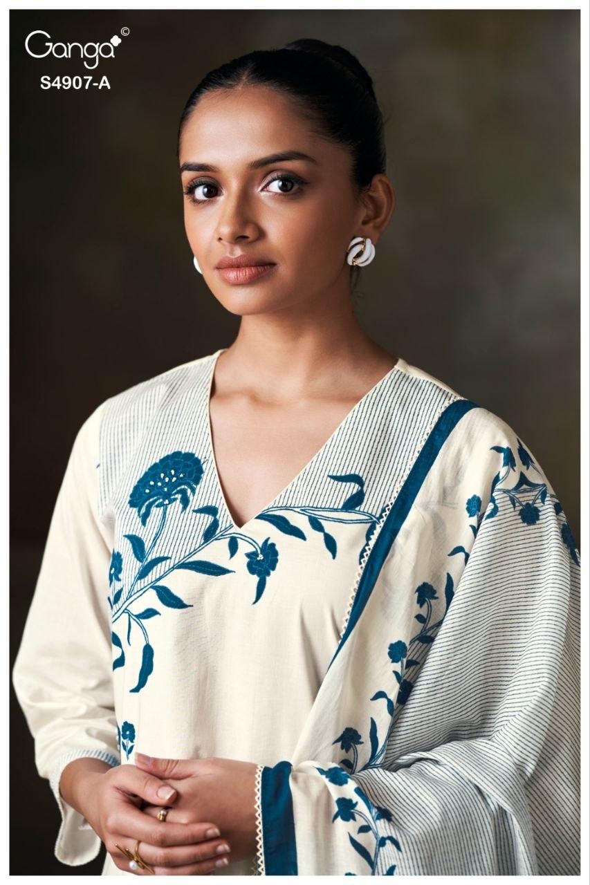 Sancia S4907 Ganga Cotton Pant Style Suits Wholesaler India