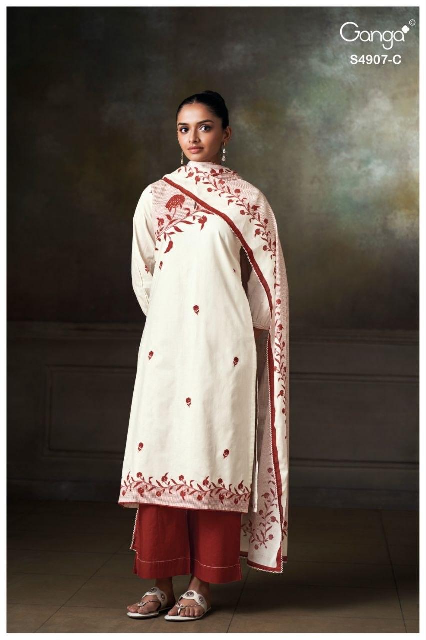 Sancia S4907 Ganga Cotton Pant Style Suits Wholesaler India