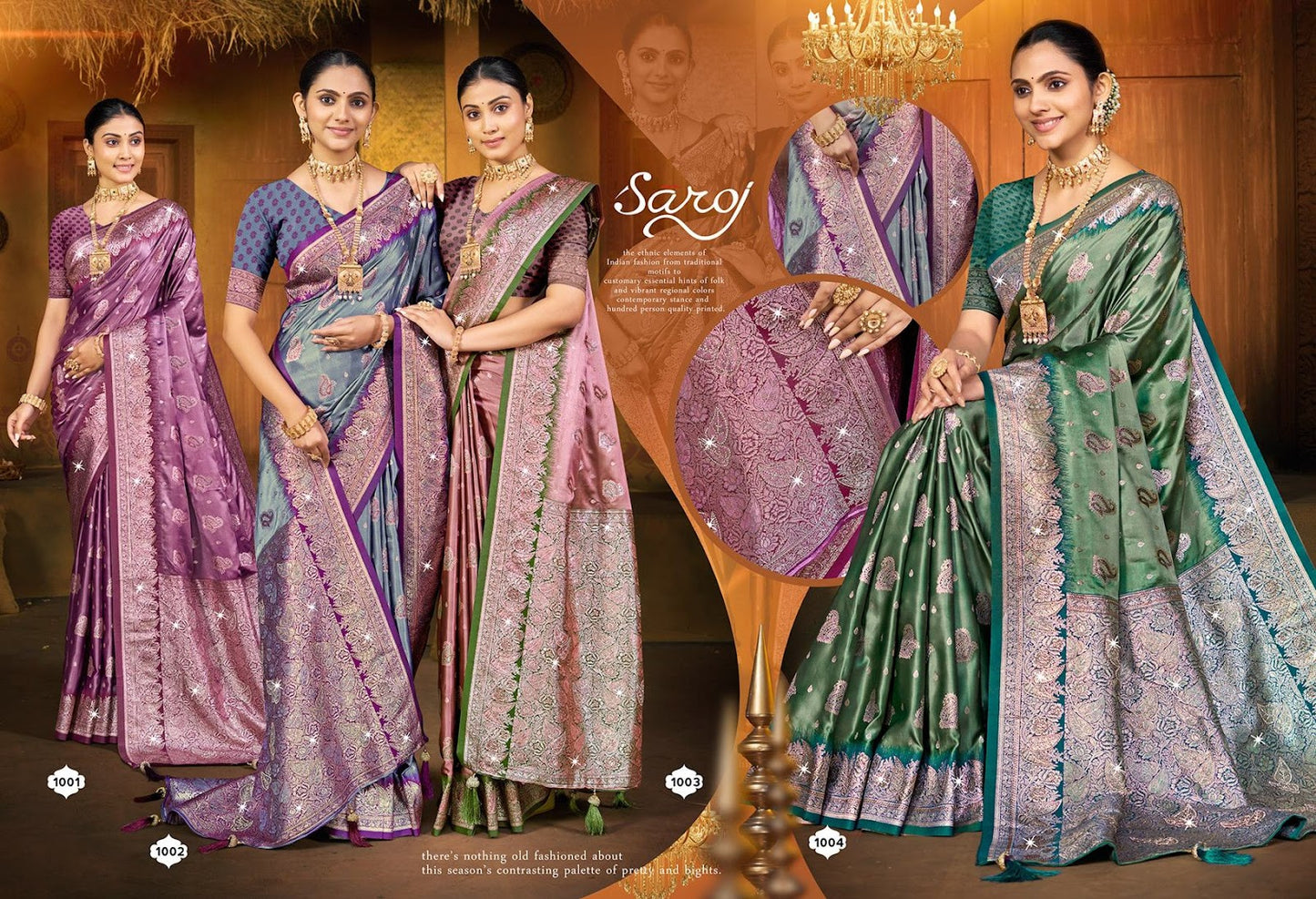 Sandalwood Satin Saroski Vol 2 Saroj Sarees Exporter India