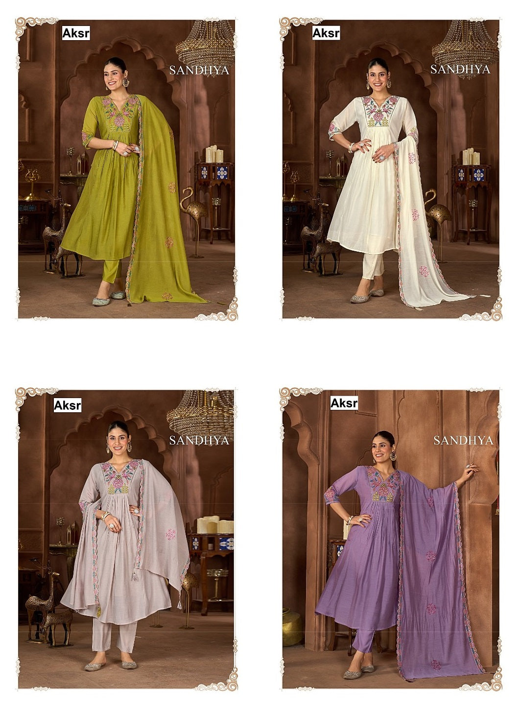Sandhya Aksr Chanderi Readymade Anarkali Suits Supplier Gujarat