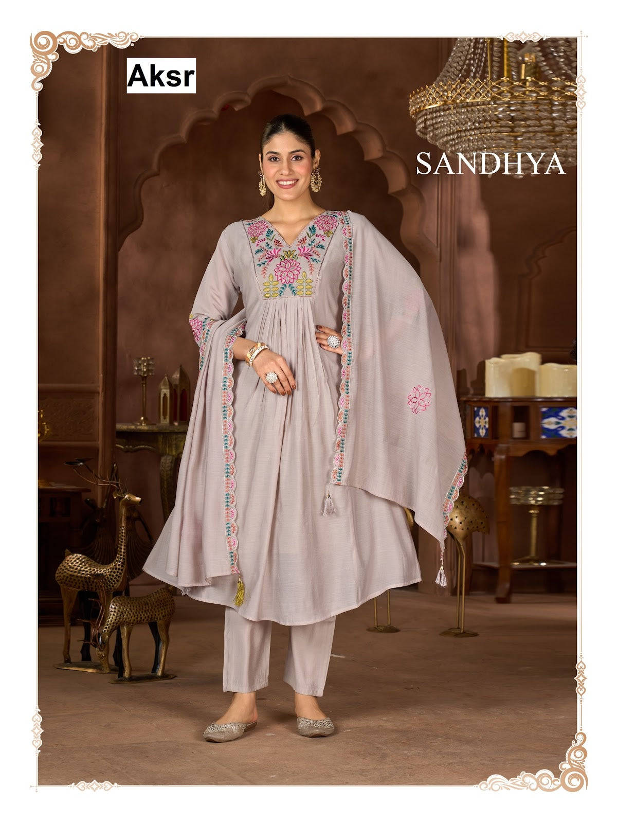 Sandhya Aksr Chanderi Readymade Anarkali Suits Supplier Gujarat