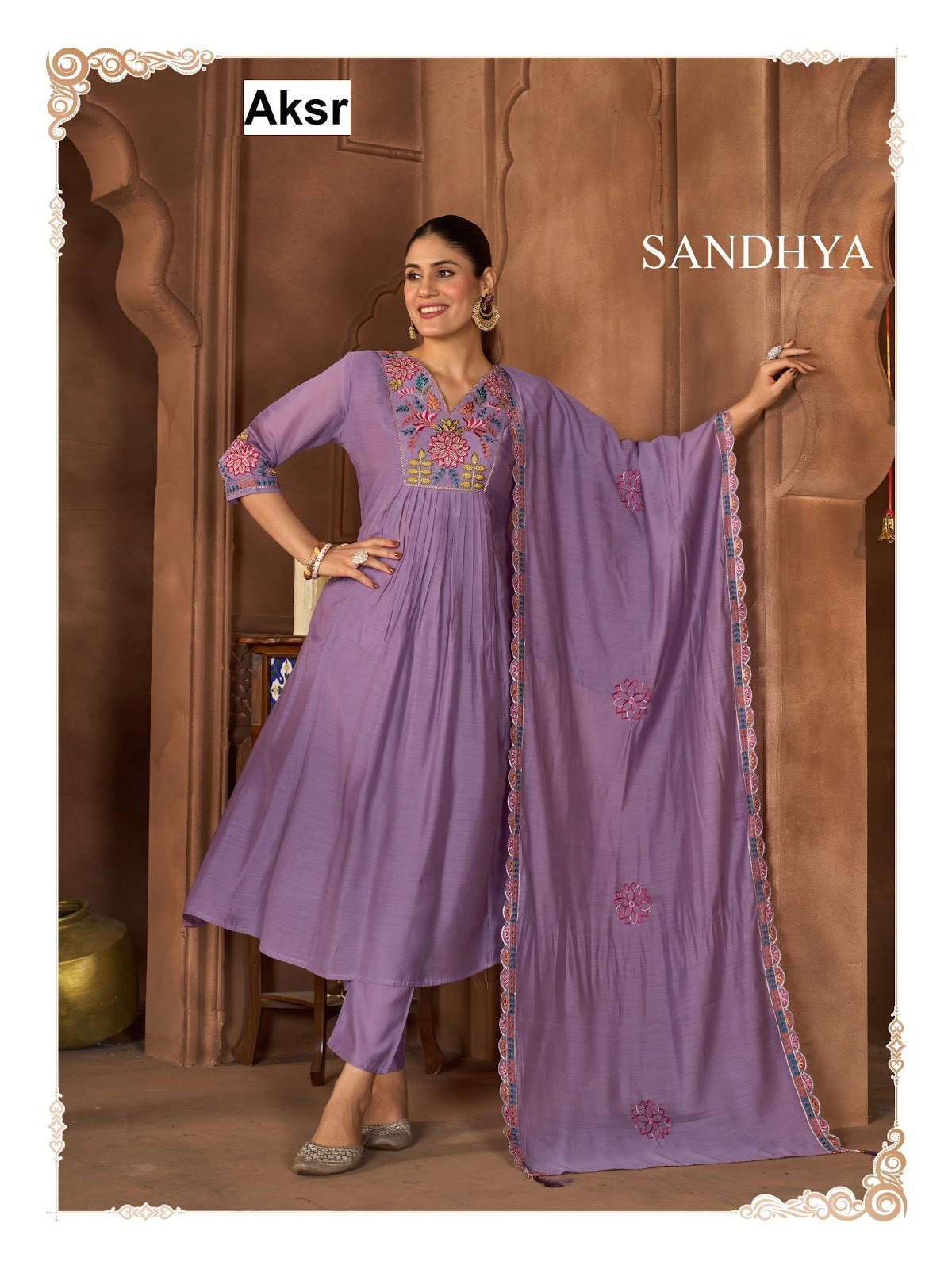 Sandhya Aksr Chanderi Readymade Anarkali Suits Supplier Gujarat