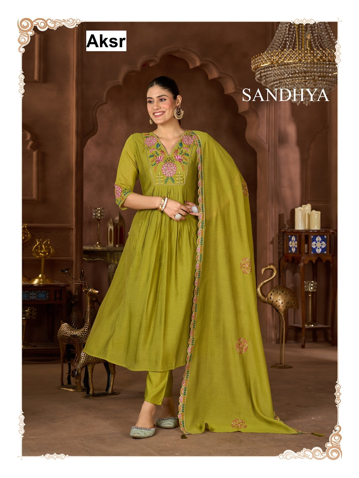 Sandhya Aksr Chanderi Readymade Anarkali Suits Supplier Gujarat