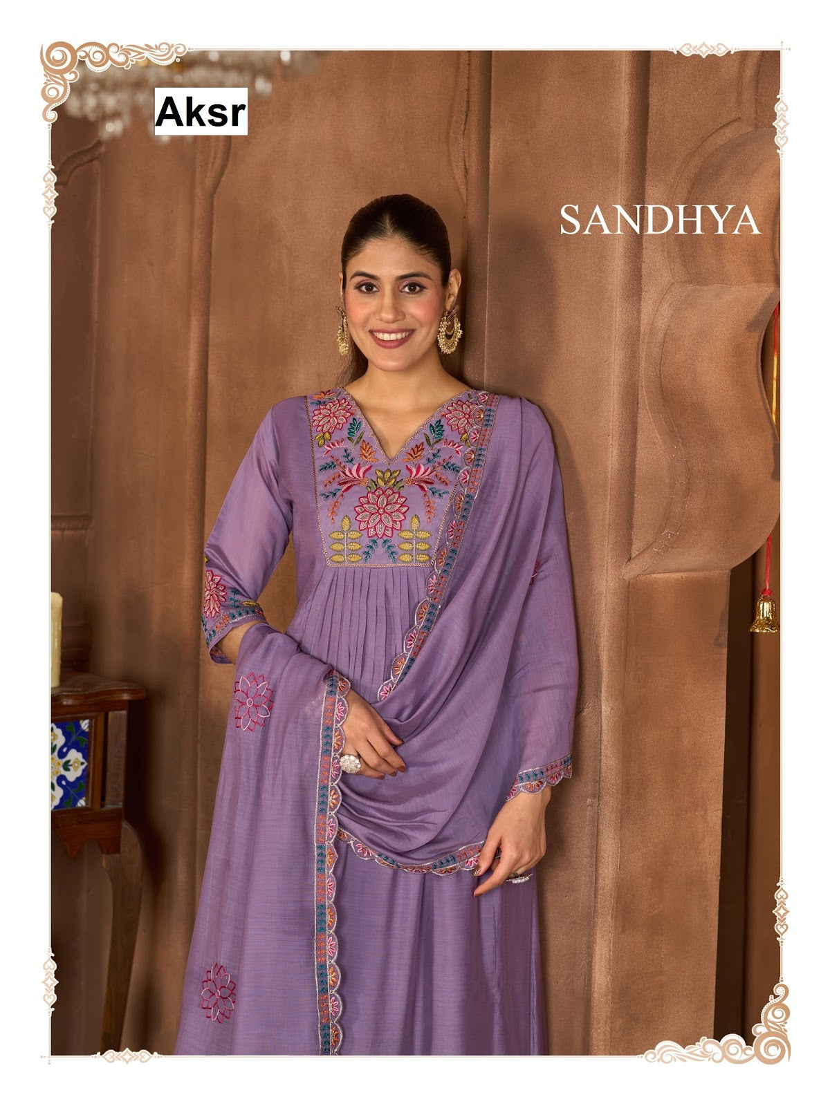 Sandhya Aksr Chanderi Readymade Anarkali Suits Supplier Gujarat