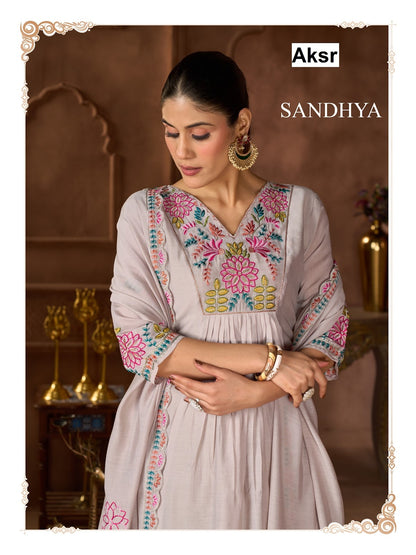 Sandhya Aksr Chanderi Readymade Anarkali Suits Supplier Gujarat